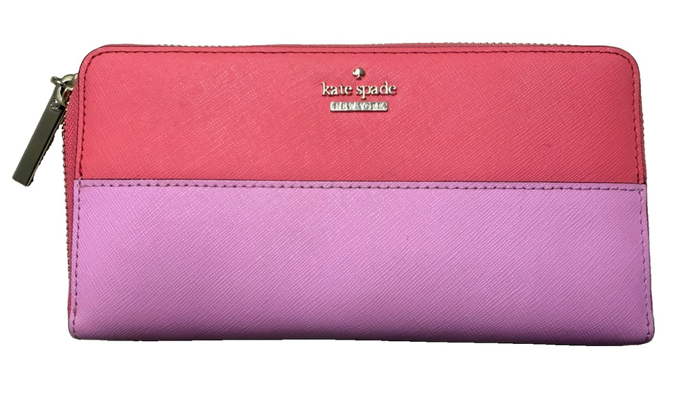 Kate Spade New York Colorblock Zip Around Wallet Women's Pink Designer Purse
